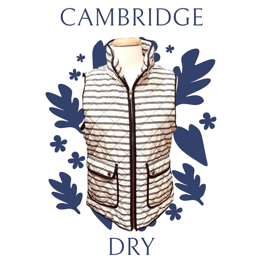 Cambridge Dry Goods Navy Blue and White Quilted Vest Size L
